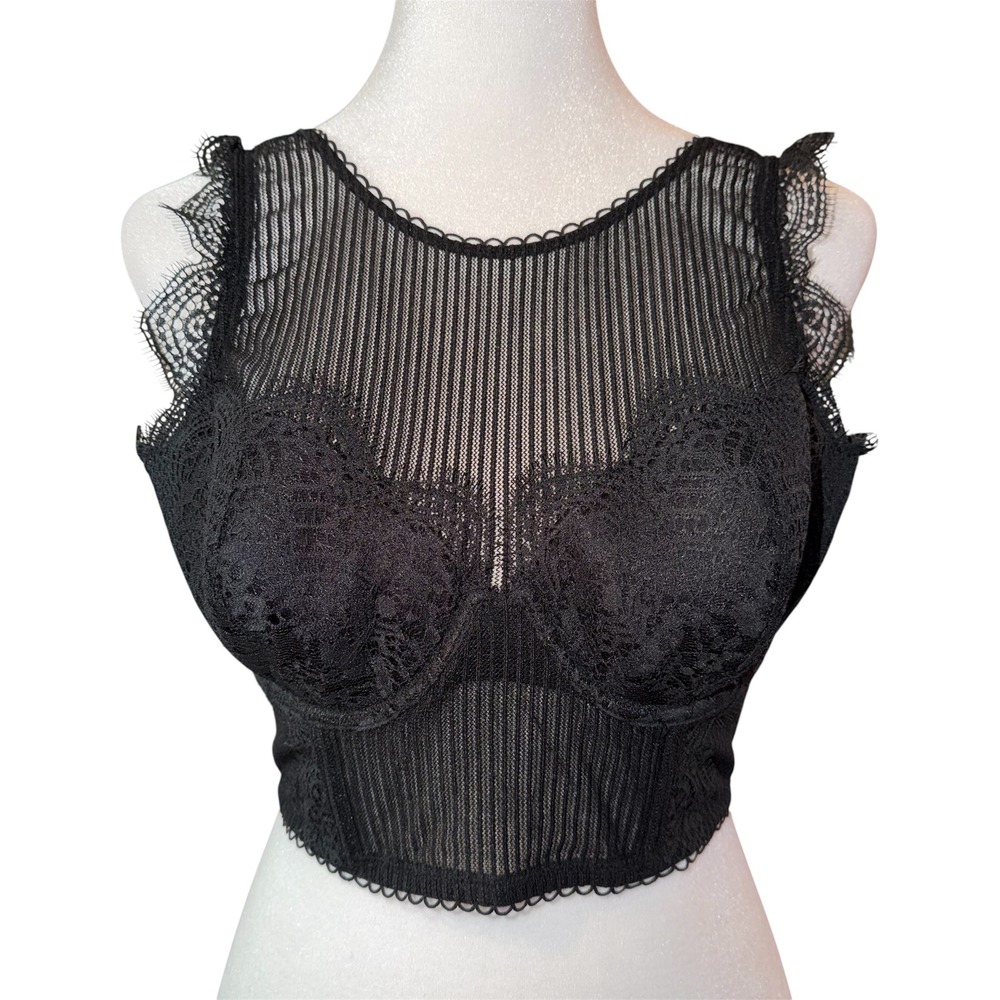 Victorias Secret Dream Angels Black Lace Lined Demi Bustier Top 34D NWT
